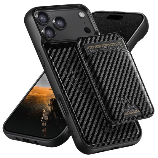 Suteni TXWH18 Carbon Fiber Texture Detachable Wallet MagSafe Phone Case, For iPhone 18 Pro, For iPhone 18 Pro Max, For iPhone 17 Pro Max, For iPhone 17 Pro, For iPhone 17, For iPhone 17 Air, For iPhone 16 Pro Max, For iPhone 16 Pro, For iPhone 16 Plus ...