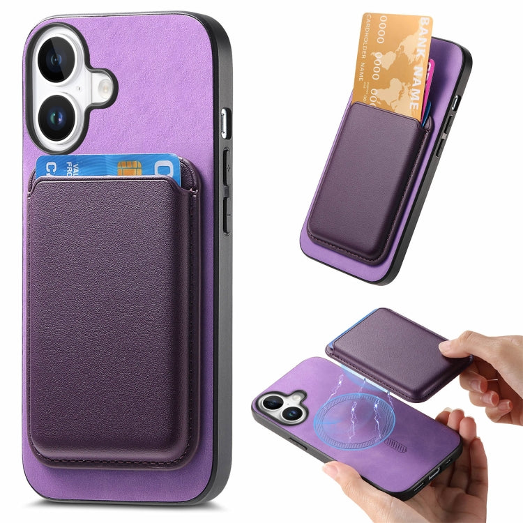 Retro Magsafe Card Bag PU Back Cover Phone Case, For iPhone 16 Pro, For iPhone 16 Plus, For iPhone 16