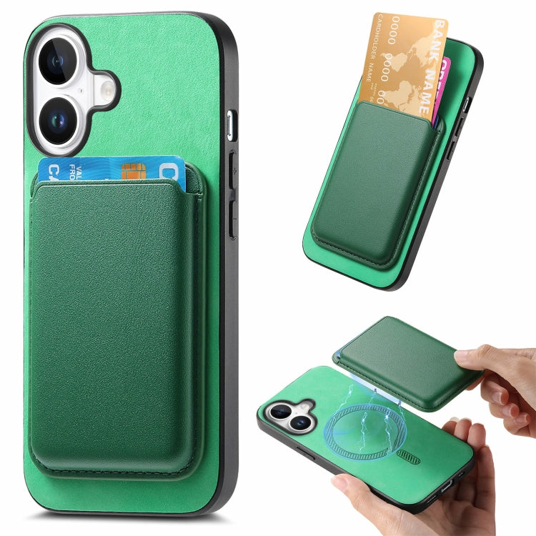 Retro Magsafe Card Bag PU Back Cover Phone Case, For iPhone 16 Pro, For iPhone 16 Plus, For iPhone 16