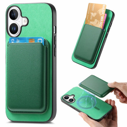 Retro Magsafe Card Bag PU Back Cover Phone Case, For iPhone 16 Pro, For iPhone 16 Plus, For iPhone 16