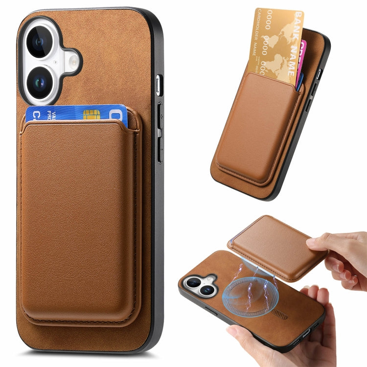 Retro Magsafe Card Bag PU Back Cover Phone Case, For iPhone 16 Pro, For iPhone 16 Plus, For iPhone 16
