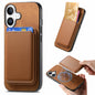 Retro Magsafe Card Bag PU Back Cover Phone Case, For iPhone 16 Pro, For iPhone 16 Plus, For iPhone 16