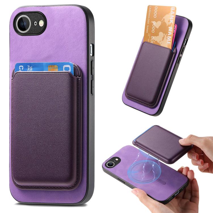 Retro Magsafe Card Bag PU Back Cover Phone Case, For iPhone 18 Pro / 17 Pro, For iPhone 18 Pro Max / 17 Pro Max, For iPhone 17e / 16e