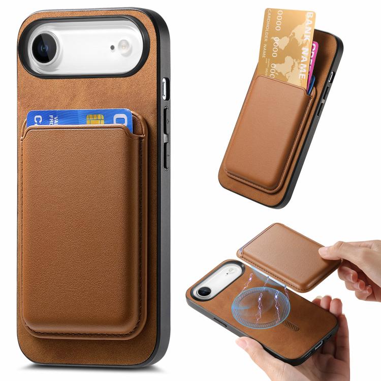 Retro Magsafe Card Bag PU Back Cover Phone Case, For iPhone 17, For iPhone Air, For iPhone 16 Pro Max