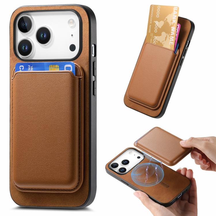 Retro Magsafe Card Bag PU Back Cover Phone Case, For iPhone 18 Pro / 17 Pro, For iPhone 18 Pro Max / 17 Pro Max, For iPhone 17e / 16e