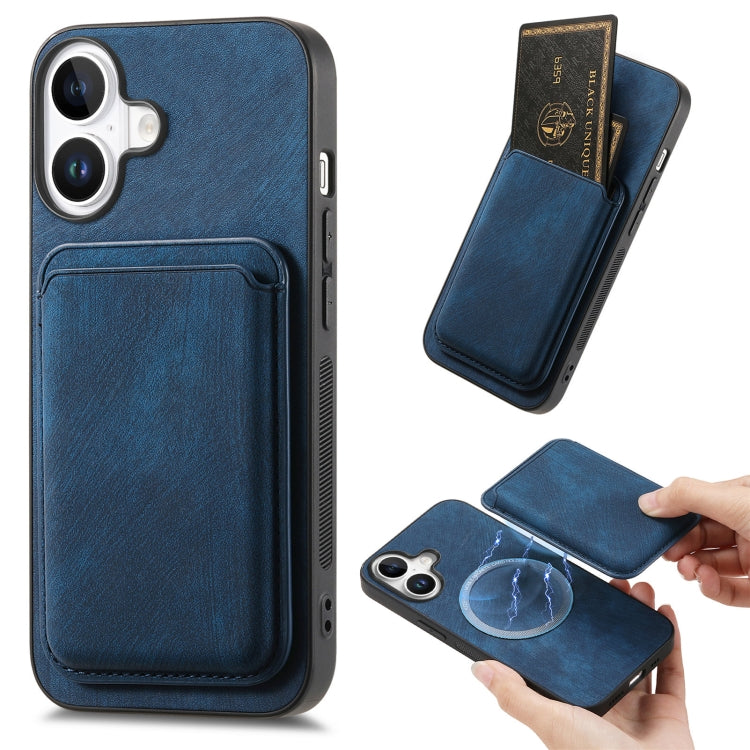 Retro Leather Card Bag Magnetic Phone Case, For iPhone Air, For iPhone 16 Pro Max, For iPhone 16 Pro, For iPhone 16 Plus