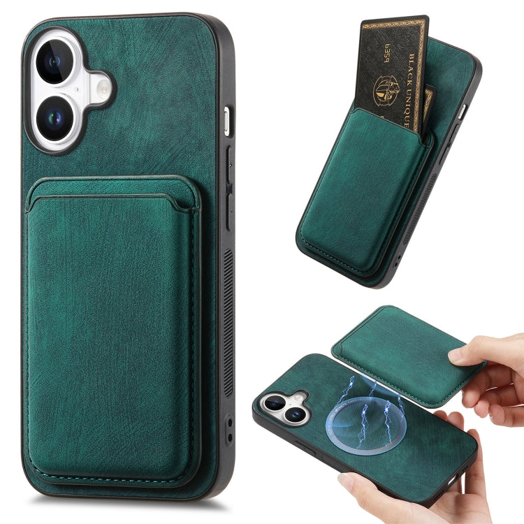 Retro Leather Card Bag Magnetic Phone Case, For iPhone Air, For iPhone 16 Pro Max, For iPhone 16 Pro, For iPhone 16 Plus