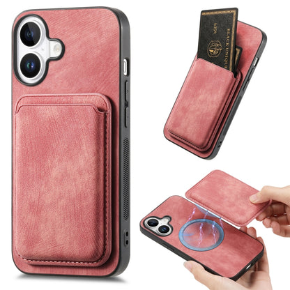 Retro Leather Card Bag Magnetic Phone Case, For iPhone Air, For iPhone 16 Pro Max, For iPhone 16 Pro, For iPhone 16 Plus