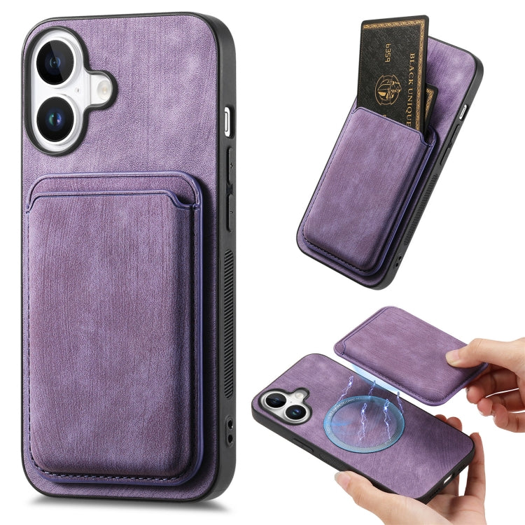 Retro Leather Card Bag Magnetic Phone Case, For iPhone Air, For iPhone 16 Pro Max, For iPhone 16 Pro, For iPhone 16 Plus