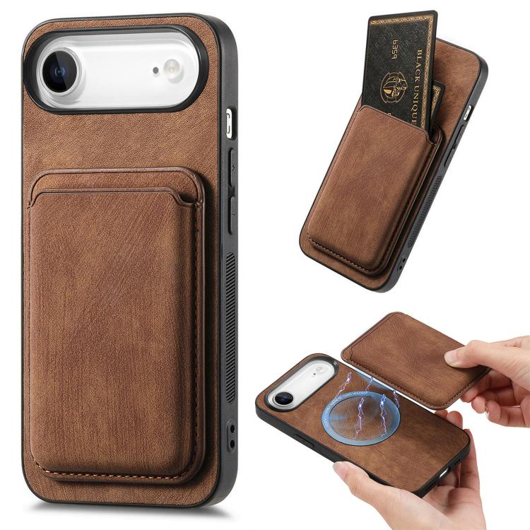 Retro Leather Card Bag Magnetic Phone Case, For iPhone Air, For iPhone 16 Pro Max, For iPhone 16 Pro, For iPhone 16 Plus