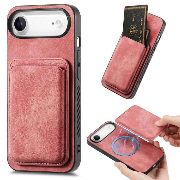 Retro Leather Card Bag Magnetic Phone Case, For iPhone Air, For iPhone 16 Pro Max, For iPhone 16 Pro, For iPhone 16 Plus
