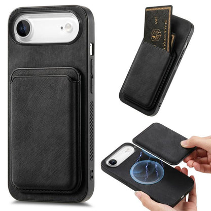 Retro Leather Card Bag Magnetic Phone Case, For iPhone Air, For iPhone 16 Pro Max, For iPhone 16 Pro, For iPhone 16 Plus