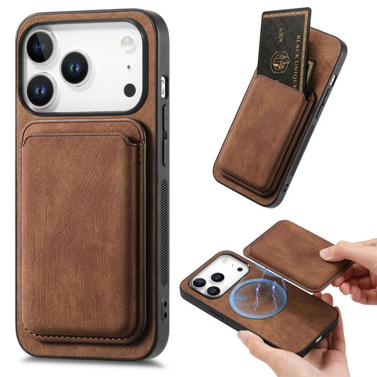 Retro Leather Card Bag Magnetic Phone Case, For iPhone 17e / 16e, For iPhone 17 Pro Max, For iPhone 17 Pro, For iPhone 17