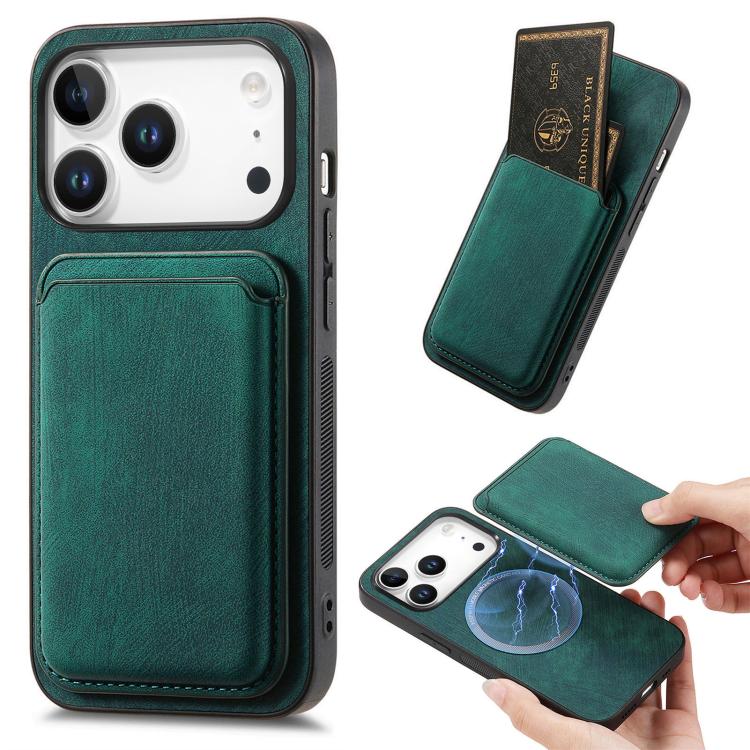 Retro Leather Card Bag Magnetic Phone Case, For iPhone 17e / 16e, For iPhone 17 Pro Max, For iPhone 17 Pro, For iPhone 17