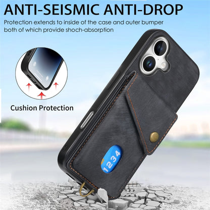 Retro Card Wallet Fold Leather Phone Case with Strap