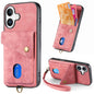 Retro Card Wallet Fold Leather Phone Case with Strap