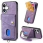Retro Card Wallet Fold Leather Phone Case with Strap