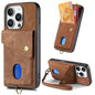Retro Card Wallet Fold Leather Phone Case with Strap