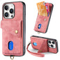 Retro Card Wallet Fold Leather Phone Case with Strap