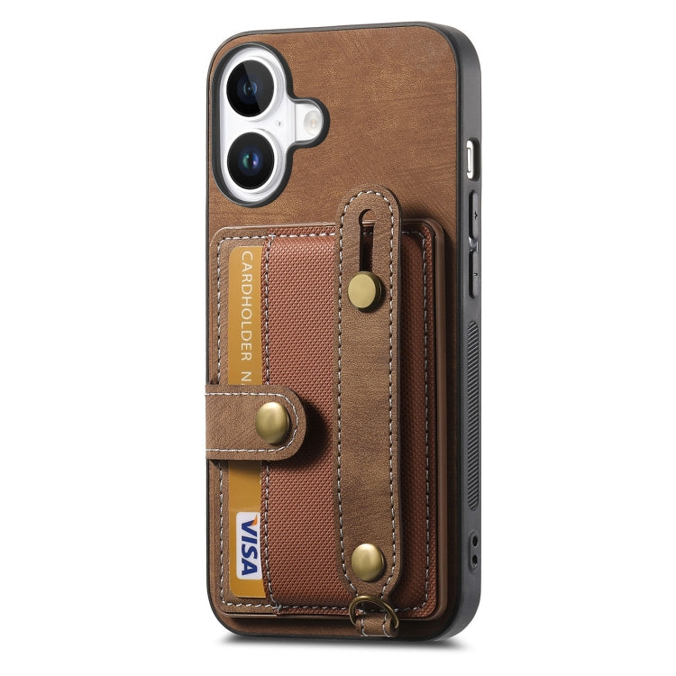 Retro Cross Wristband Wallet Leather Back Phone Case, For iPhone 16