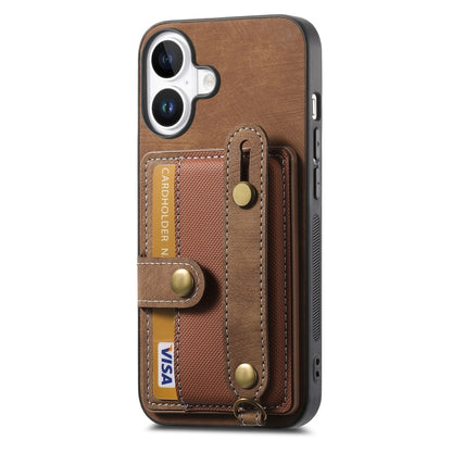 Retro Cross Wristband Wallet Leather Back Phone Case, For iPhone 16