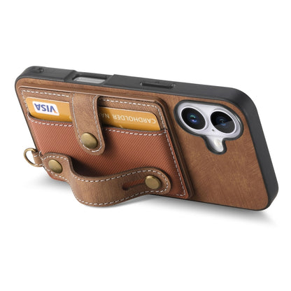 Retro Cross Wristband Wallet Leather Back Phone Case, For iPhone 16