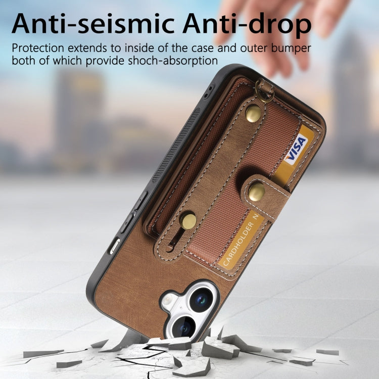 Retro Cross Wristband Wallet Leather Back Phone Case, For iPhone 16
