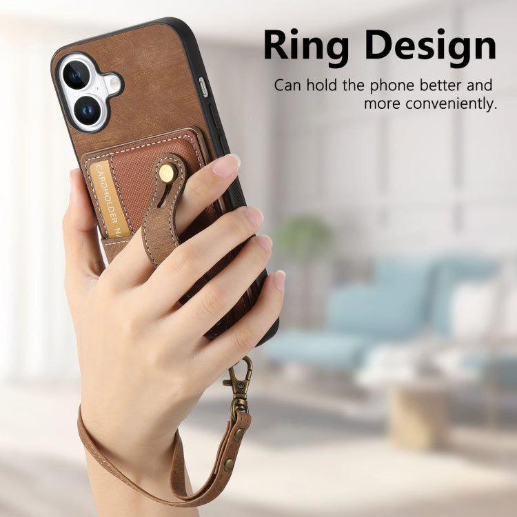 Retro Cross Wristband Wallet Leather Back Phone Case, For iPhone 16