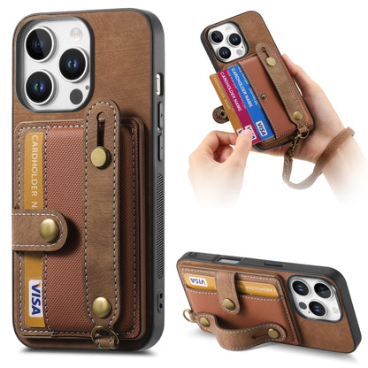 Retro Cross Wristband Wallet Leather Back Phone Case, For iPhone 17e / 16e, For iPhone 16 Pro Max, For iPhone 16 Pro, For iPhone 16 Plus