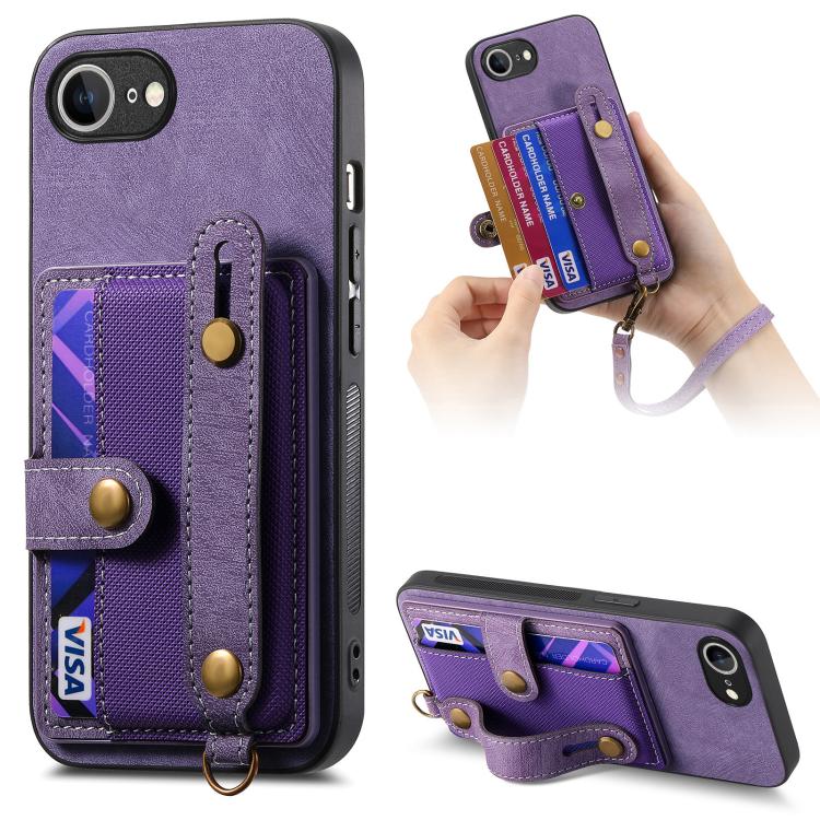 Retro Cross Wristband Wallet Leather Back Phone Case, For iPhone 17e / 16e, For iPhone 16 Pro Max, For iPhone 16 Pro, For iPhone 16 Plus