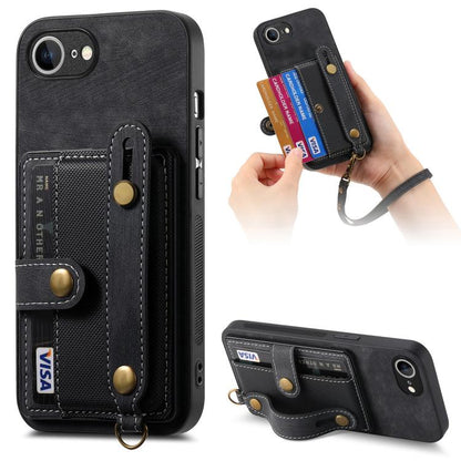 Retro Cross Wristband Wallet Leather Back Phone Case, For iPhone 17e / 16e, For iPhone 16 Pro Max, For iPhone 16 Pro, For iPhone 16 Plus