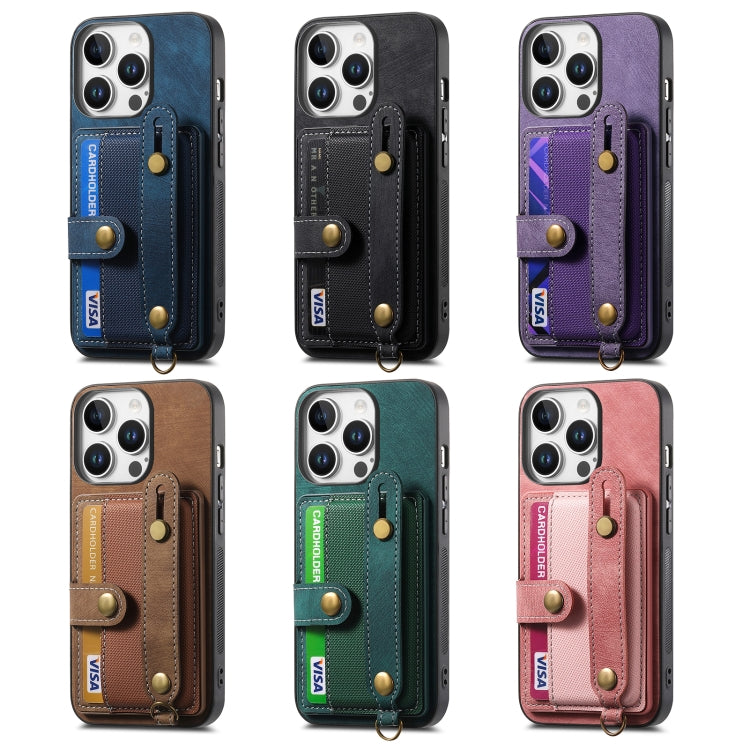 Retro Cross Wristband Wallet Leather Back Phone Case, For iPhone 17e / 16e, For iPhone 16 Pro Max, For iPhone 16 Pro, For iPhone 16 Plus