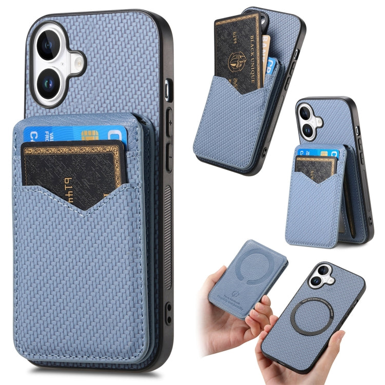 Carbon Fiber MagSafe Vertical Flip Card Bag Phone Case, For iPhone Air, For iPhone 16 Pro Max, For iPhone 16 Pro, For iPhone 16 Plus
