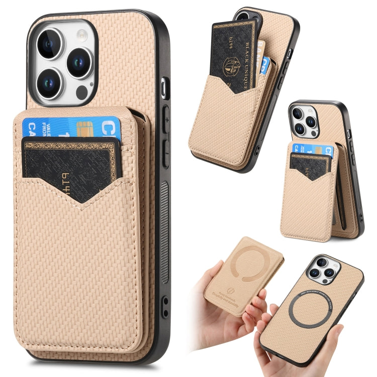Carbon Fiber MagSafe Vertical Flip Card Bag Phone Case, For iPhone Air, For iPhone 16 Pro Max, For iPhone 16 Pro, For iPhone 16 Plus