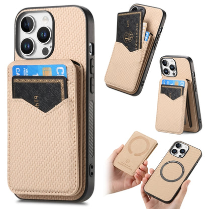 Carbon Fiber MagSafe Vertical Flip Card Bag Phone Case, For iPhone Air, For iPhone 16 Pro Max, For iPhone 16 Pro, For iPhone 16 Plus