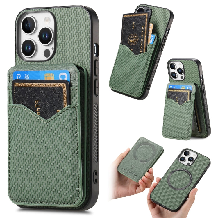 Carbon Fiber MagSafe Vertical Flip Card Bag Phone Case, For iPhone Air, For iPhone 16 Pro Max, For iPhone 16 Pro, For iPhone 16 Plus