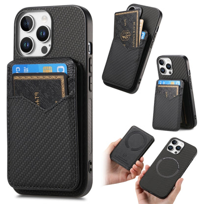 Carbon Fiber MagSafe Vertical Flip Card Bag Phone Case, For iPhone Air, For iPhone 16 Pro Max, For iPhone 16 Pro, For iPhone 16 Plus