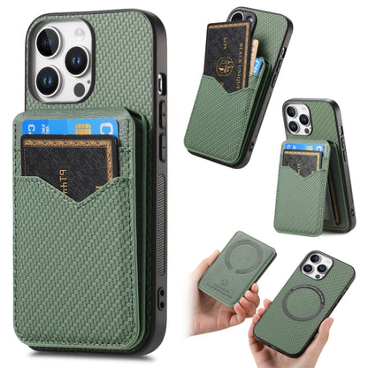 Carbon Fiber MagSafe Vertical Flip Card Bag Phone Case, For iPhone Air, For iPhone 16 Pro Max, For iPhone 16 Pro, For iPhone 16 Plus