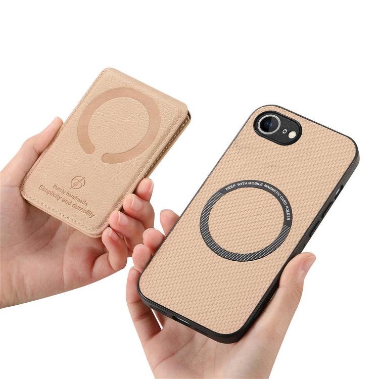 Carbon Fiber MagSafe Vertical Flip Card Bag Phone Case, For iPhone 17e / 16e, For iPhone 17 Pro Max, For iPhone 17 Pro, For iPhone 17