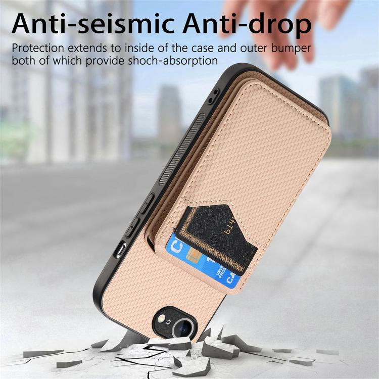 Carbon Fiber MagSafe Vertical Flip Card Bag Phone Case, For iPhone 17e / 16e, For iPhone 17 Pro Max, For iPhone 17 Pro, For iPhone 17
