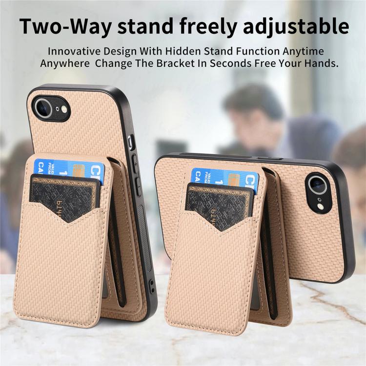 Carbon Fiber MagSafe Vertical Flip Card Bag Phone Case, For iPhone 17e / 16e, For iPhone 17 Pro Max, For iPhone 17 Pro, For iPhone 17