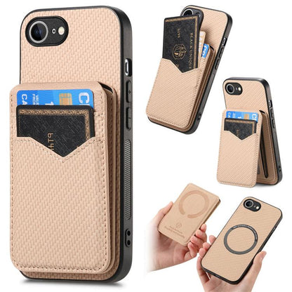 Carbon Fiber MagSafe Vertical Flip Card Bag Phone Case, For iPhone 18 Pro / 17 Pro, For iPhone 18 Pro Max / 17 Pro Max, For iPhone 17e / 16e, For iPhone 17