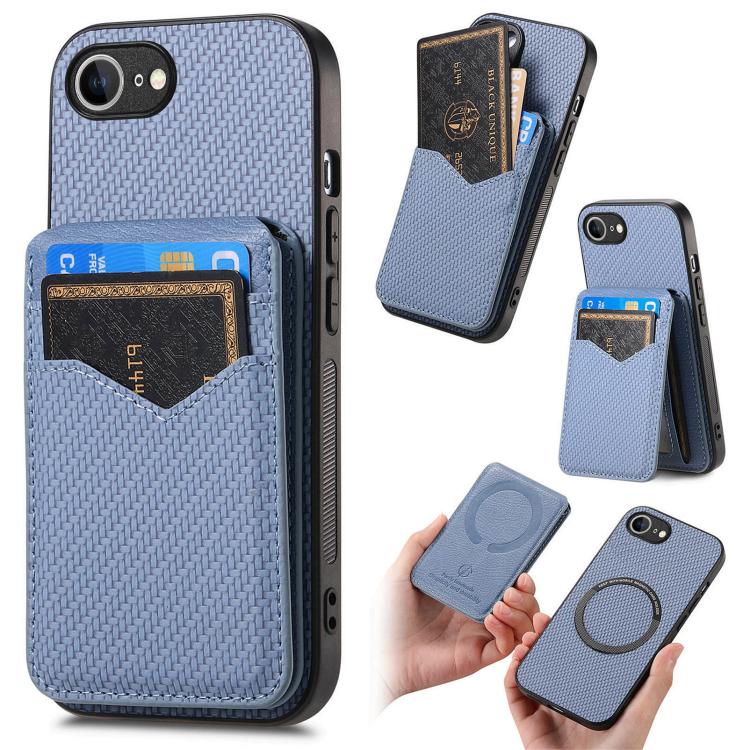 Carbon Fiber MagSafe Vertical Flip Card Bag Phone Case, For iPhone 18 Pro / 17 Pro, For iPhone 18 Pro Max / 17 Pro Max, For iPhone 17e / 16e, For iPhone 17