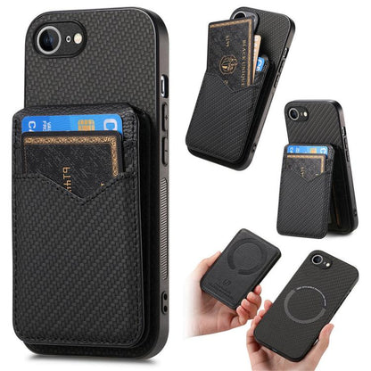 Carbon Fiber MagSafe Vertical Flip Card Bag Phone Case, For iPhone 18 Pro / 17 Pro, For iPhone 18 Pro Max / 17 Pro Max, For iPhone 17e / 16e, For iPhone 17