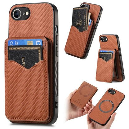 Carbon Fiber MagSafe Vertical Flip Card Bag Phone Case, For iPhone 18 Pro / 17 Pro, For iPhone 18 Pro Max / 17 Pro Max, For iPhone 17e / 16e, For iPhone 17