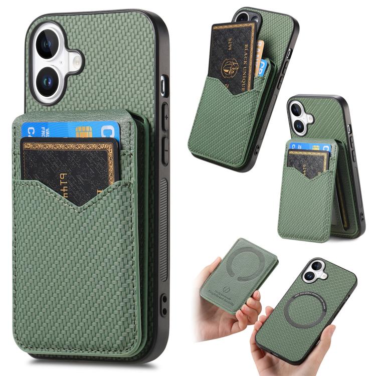 Carbon Fiber MagSafe Vertical Flip Card Bag Phone Case, For iPhone 18 Pro / 17 Pro, For iPhone 18 Pro Max / 17 Pro Max, For iPhone 17e / 16e, For iPhone 17