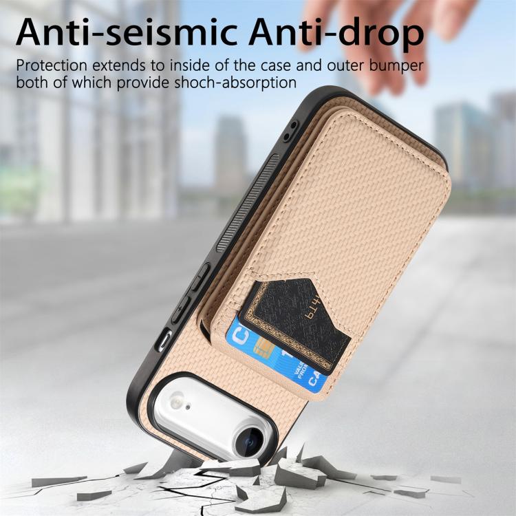 Carbon Fiber MagSafe Vertical Flip Card Bag Phone Case, For iPhone Air, For iPhone 16 Pro Max, For iPhone 16 Pro, For iPhone 16 Plus