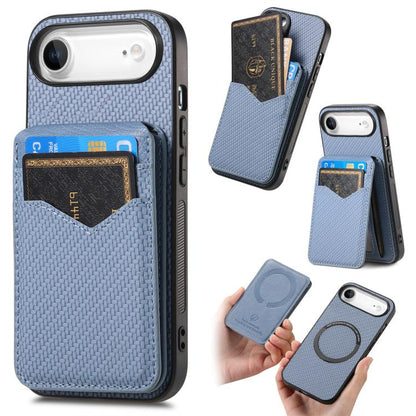 Carbon Fiber MagSafe Vertical Flip Card Bag Phone Case, For iPhone Air, For iPhone 16 Pro Max, For iPhone 16 Pro, For iPhone 16 Plus