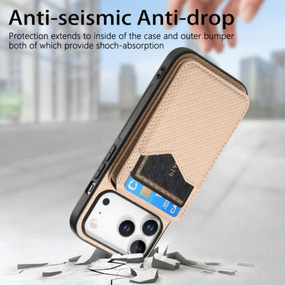 Carbon Fiber MagSafe Vertical Flip Card Bag Phone Case, For iPhone 18 Pro / 17 Pro, For iPhone 18 Pro Max / 17 Pro Max, For iPhone 17e / 16e, For iPhone 17