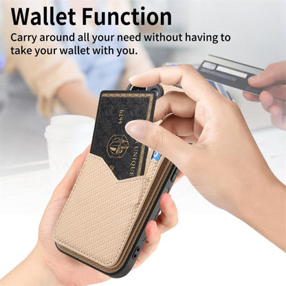 Carbon Fiber MagSafe Vertical Flip Card Bag Phone Case, For iPhone 18 Pro / 17 Pro, For iPhone 18 Pro Max / 17 Pro Max, For iPhone 17e / 16e, For iPhone 17